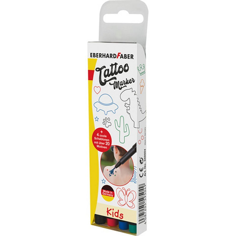 Eberhard Faber EF-559504 Tattoo Marker Kids 4 Stuks + Sjablonen