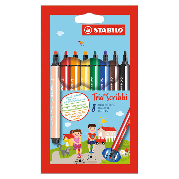 STABILO Trio Scribbi - Viltstift Met Meeverende Punt - Set 8 Stuks