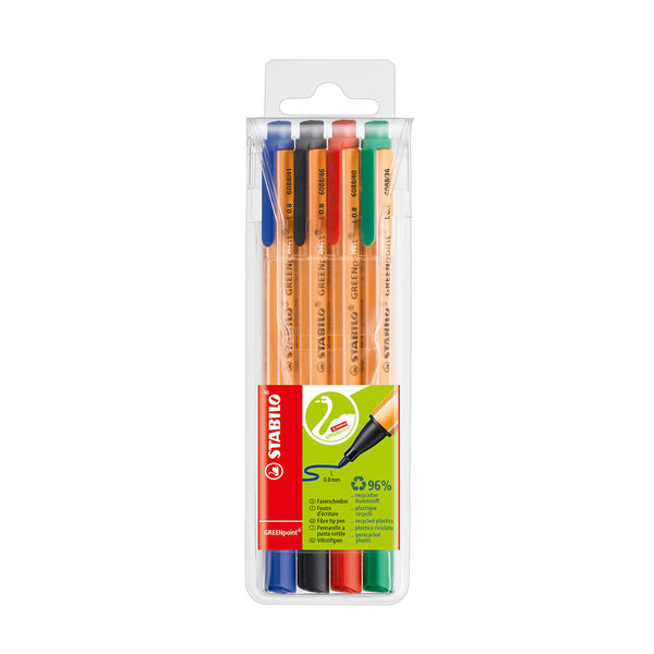 STABILO GREENpoint 0,8 mm Viltstiften, 4st.