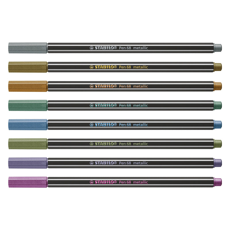 STABILO Pen 68 Metallic -  Viltstift - Metalen Set Met 8 Stuks