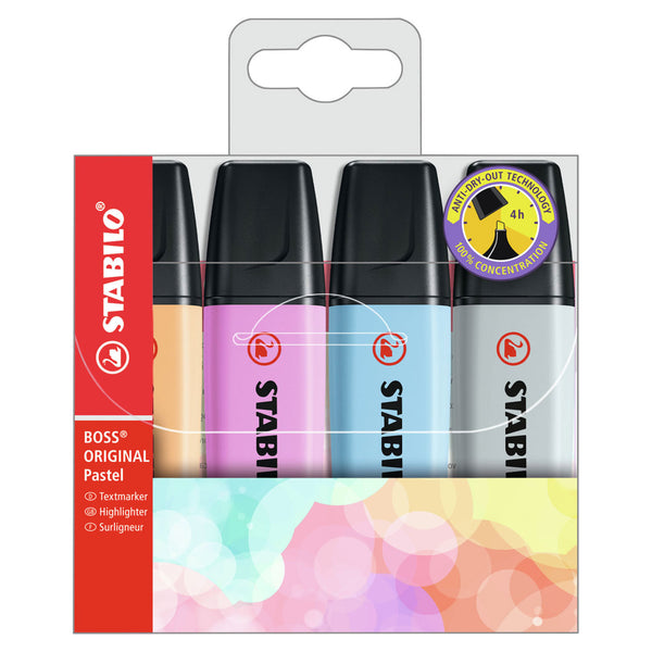 STABILO BOSS ORIGINAL Pastel - Markeerstift - Set 4 Stuks