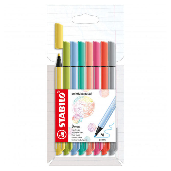 STABILO pointMax Pastel  - Hardtip Fineliner - Set Met 8 Stuks