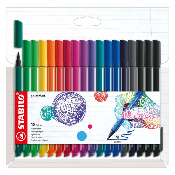 STABILO pointMax - Hardtip Fineliner - Set Met 18 Stuks