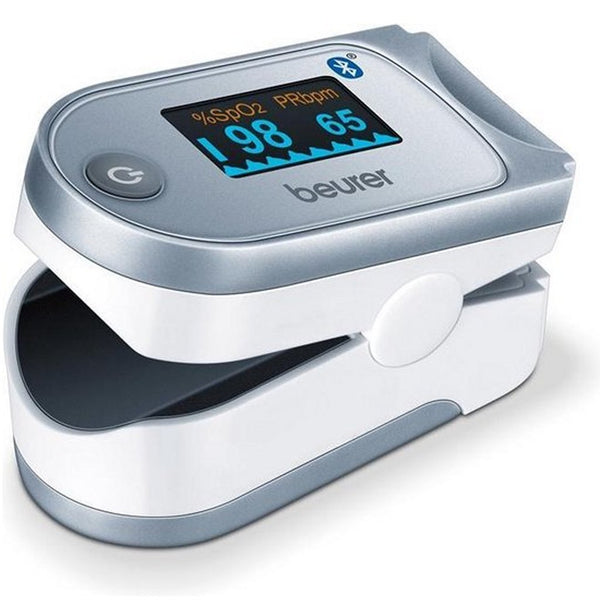 Beurer PO60 Bluetooth Pulse-Oximeter Saturatiemeter Zilver/Wit