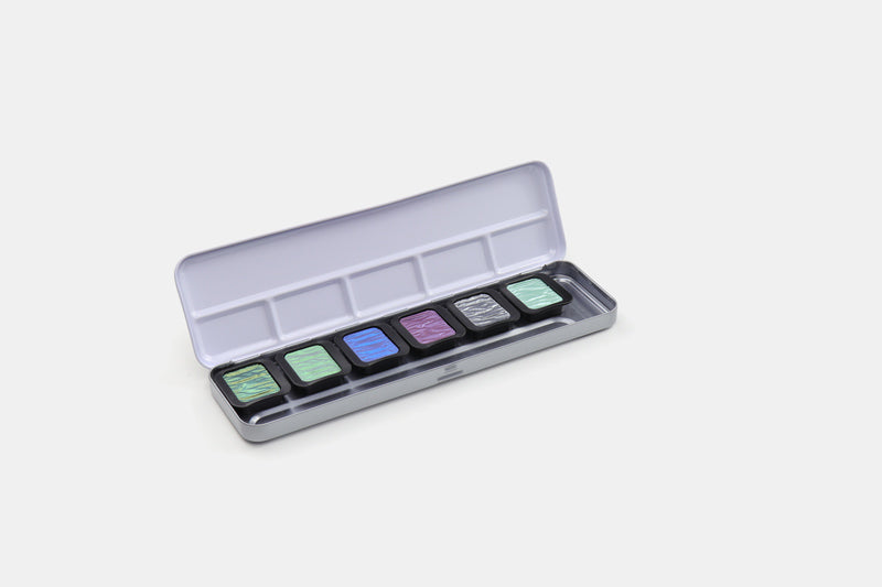 Finetec K-F0602S Verftablet 30x22mm Pearlescent 6 Stuks In Blik, 5 En 1 Flip Flop Kleur