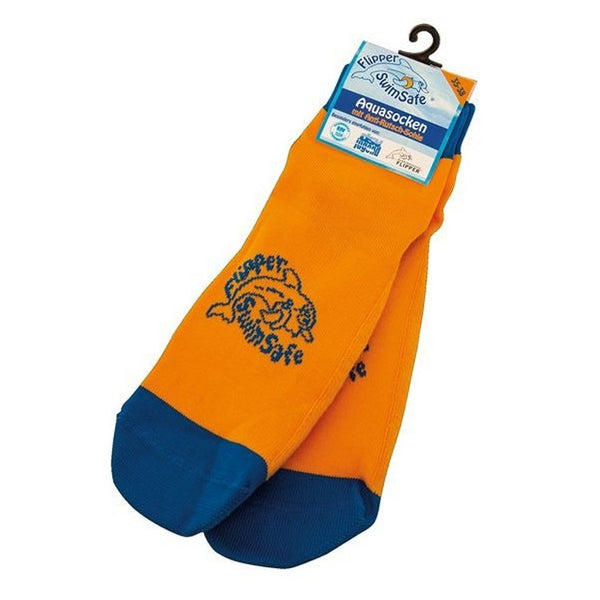 Swimsafe Aquasokken Flipper met Anti-Slip Zolen 35-38 Oranje/Blauw