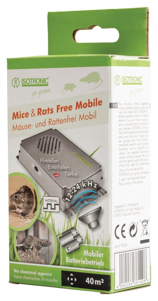 Isotronic Ultrasone Mobiele Muizen- en Rattenverjager 40m2
