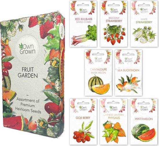 OwnGrown Fruitzadenset 8 verschillende soorten fruitplanten Voor tuin en balkon Eco-vriendelijke ve