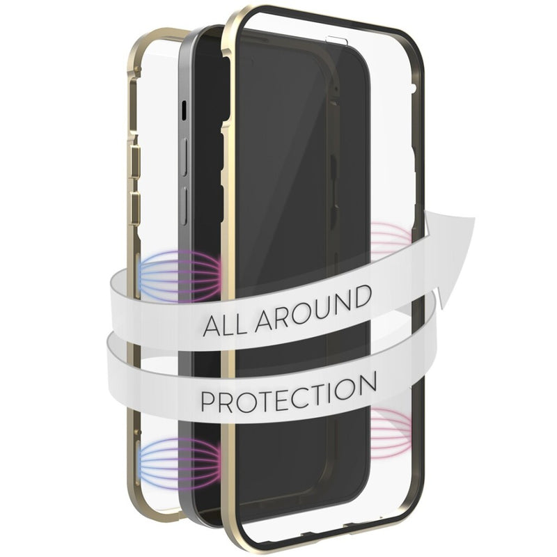 White Diamonds 360 Glass Cover Voor Apple IPhone 12/12 Pro Goud