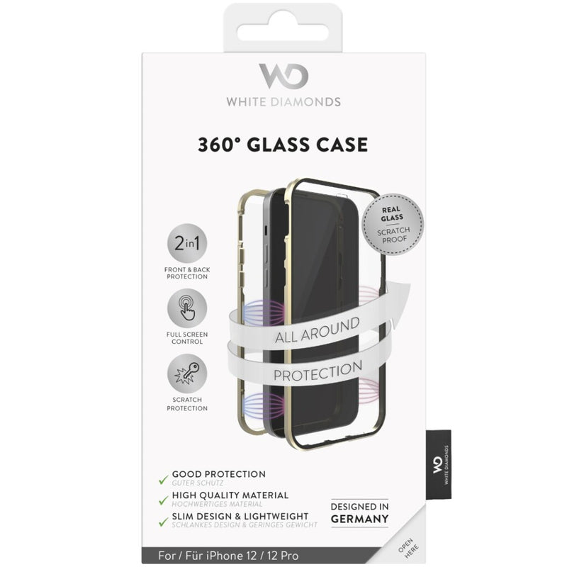 White Diamonds 360 Glass Cover Voor Apple IPhone 12/12 Pro Goud
