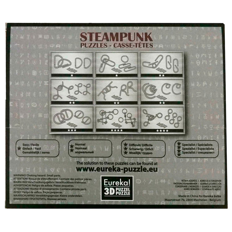 Steampunk Breinpuzzels Grijs, 9st.