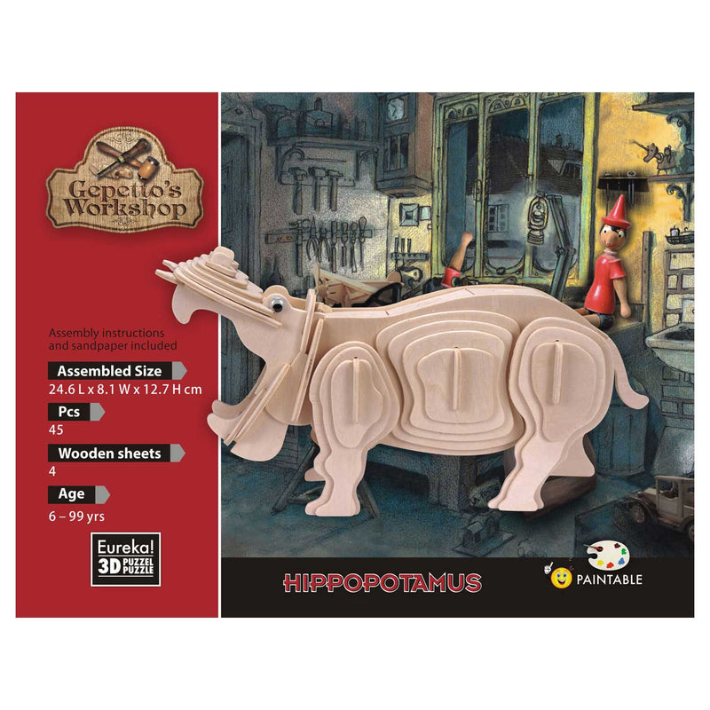 Gepetto's Workshop Houten Bouwpakket 3D - Nijlpaard