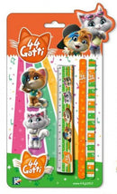 schrijfset Cats junior hout/rubber oranje 4-delig