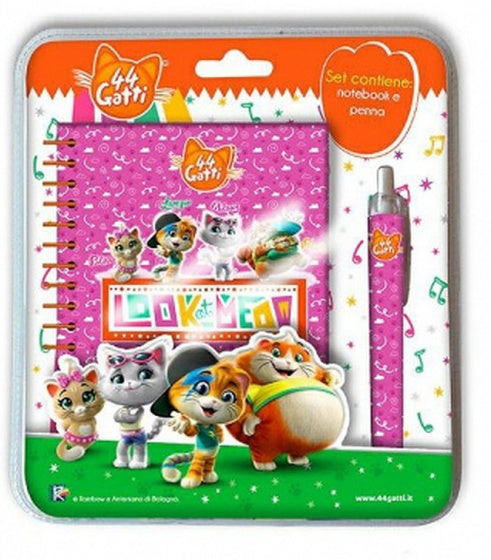 schrijfset Cats meisjes papier/hout roze 2-delig