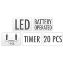 Decoratieslinger verlicht - 20 LED Lampionnen van Katoen - met Timer - Roze