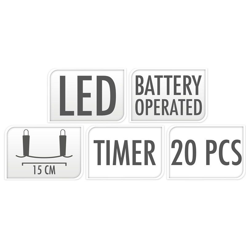 Decoratieslinger verlicht - 20 LED Lampionnen van Katoen - met Timer - Roze