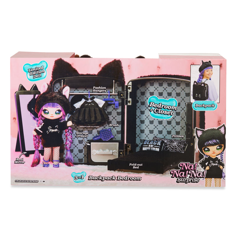Na!Na!Na! Surprise 3-in-1 Backpack Bedroom Playset- Black