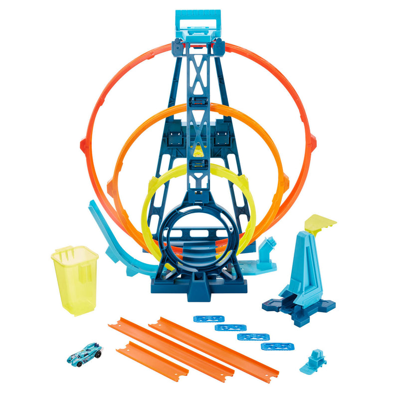Hot Wheels Track Builder Driedubbele Loopingset + Auto