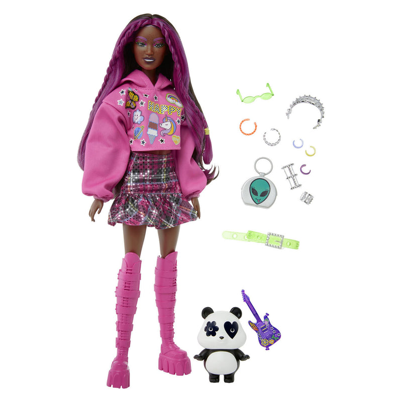 Barbie Extra Pop Roze Haar Punkstijl met Panda
