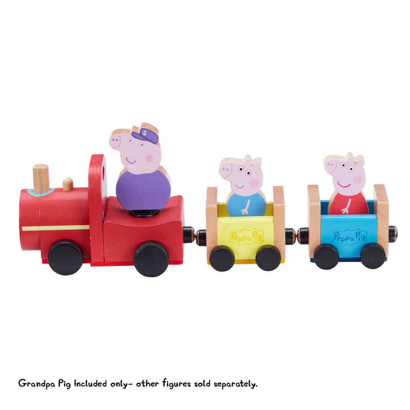 Peppa Pig Houten Trein met Opa Pig Speelfiguur