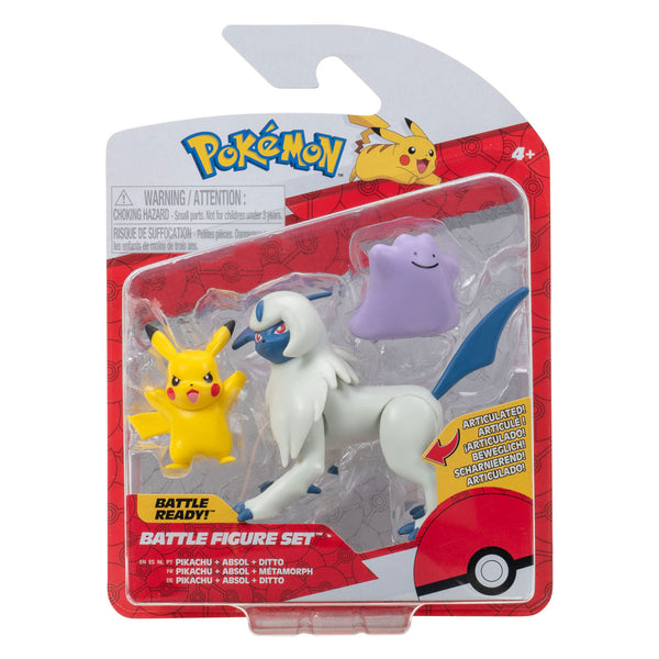 Pokémon Battle Figure Speelset - Pikachu, Ditto, Absol