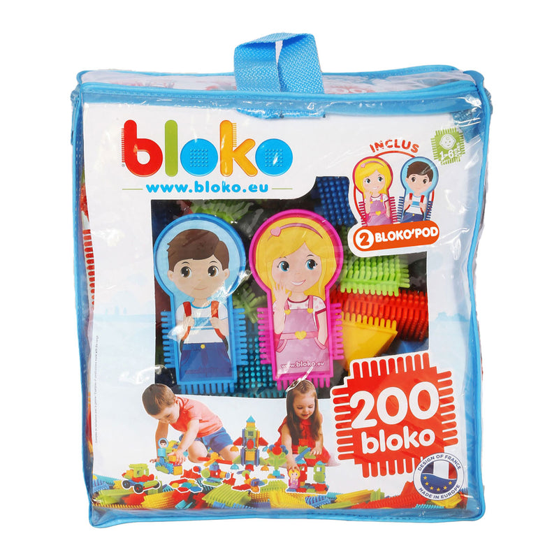 Bloko Nopper Bouwblokken met 2 Figuren in Opbergtas, 200dlg.