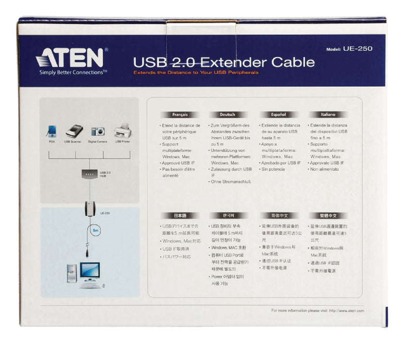 Aten At-ue250 Usb 2.0 Verlengkabel 5,00 M