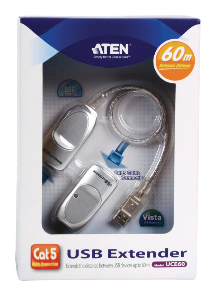 Aten UCE60-AT Usb 1.1 Kabel Usb A Male / Rj45-connector Female - Rj45-connector Female / Usb A Fema