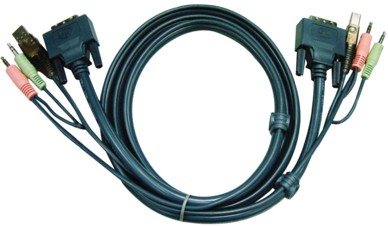 Aten 2L-7D03UD Kvm Kabel Dvi-d 24+1-pins Male / Usb A Male / 2x 3.5 Mm Male - Dvi-d 24+1-pins Male