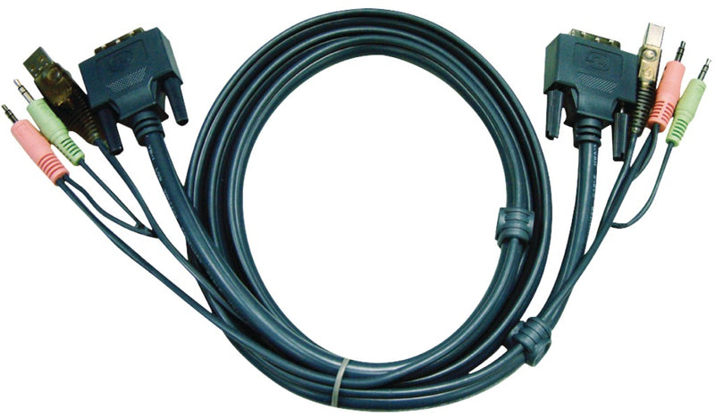 Aten 2L-7D03UD Kvm Kabel Dvi-d 24+1-pins Male / Usb A Male / 2x 3.5 Mm Male - Dvi-d 24+1-pins Male