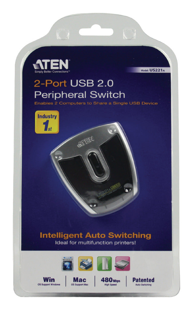 Aten AT-US221 2-poorts Usb 2.0 Peripheral Schakelaar