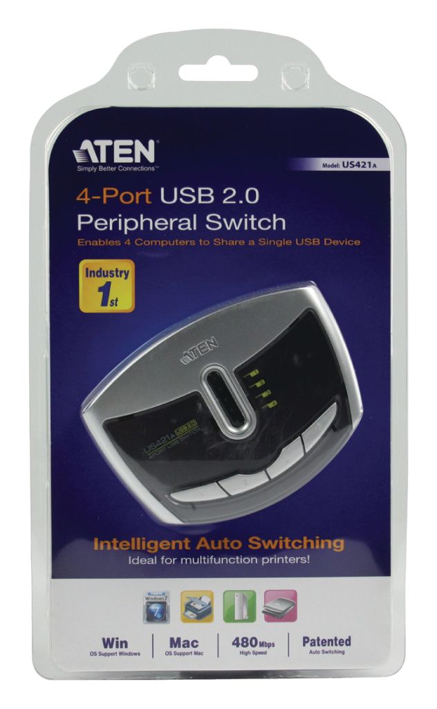 Aten US421A-AT 4-poorts Usb Schakelaar Zilver