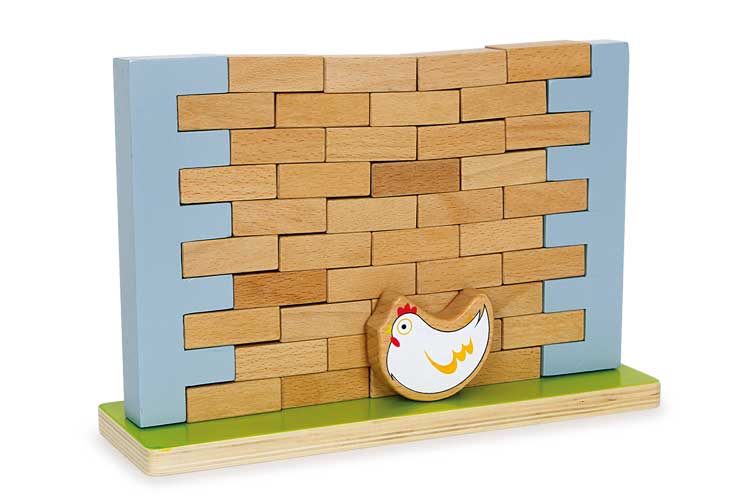 Houten wiebelmuur spel 25 x 7,5 x 17 cm