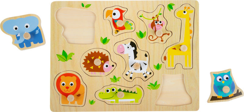 Small Foot - Houten Noppenpuzzel Dierentuin, 9st.
