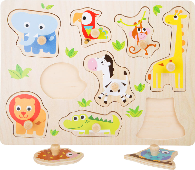 Small Foot - Houten Noppenpuzzel Dierentuin, 9st.