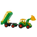 Polesie Tractor met Voorlader en Aanhanger Blauw