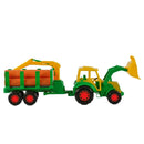 Polesie Tractor Kevin met Bomenaanhanger + Laadkraan + 4 Boomstammen