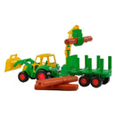Polesie Tractor Kevin met Bomenaanhanger + Laadkraan + 4 Boomstammen