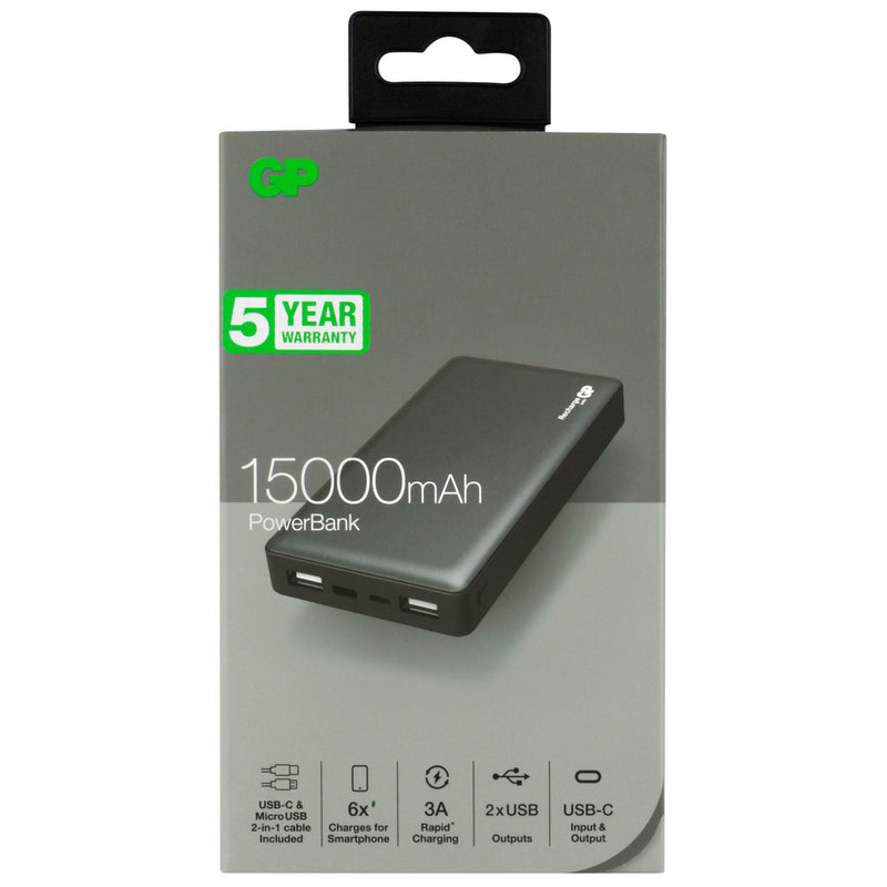 GP Powerbank Grijs 15.000mah