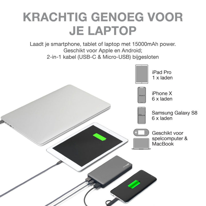 GP Powerbank Grijs 15.000mah