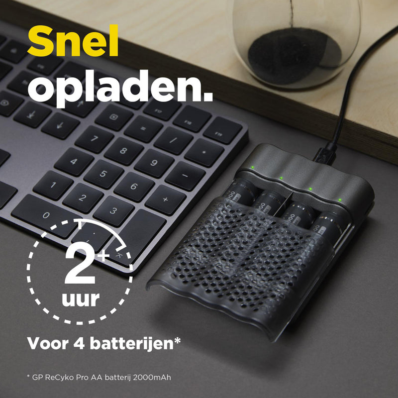 GP Recyko Pro Lader + 4 AA Batterijen 2000mah