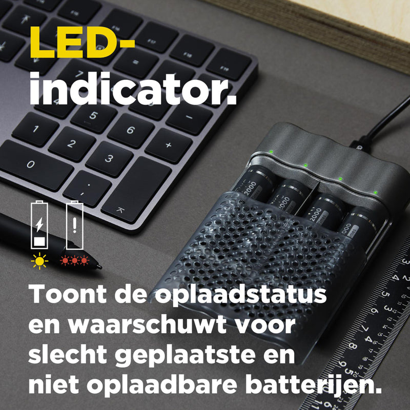 GP Recyko Pro Lader + 4 AA Batterijen 2000mah