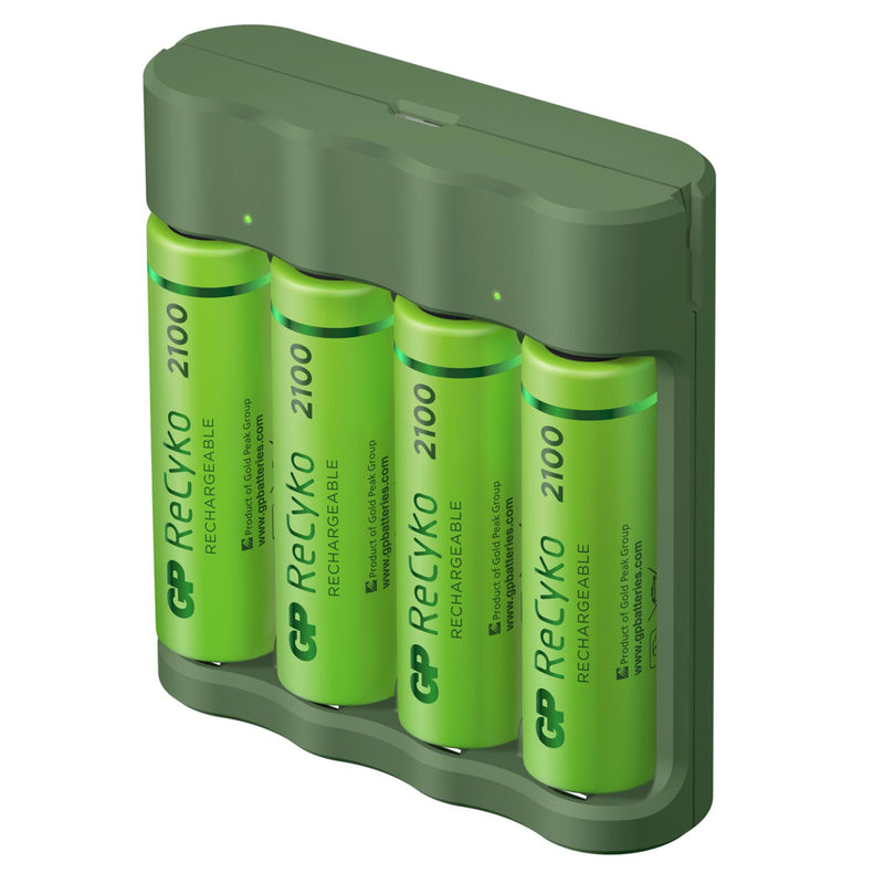 GP Recyko USB Lader + 4 AA Batterijen 2100mah
