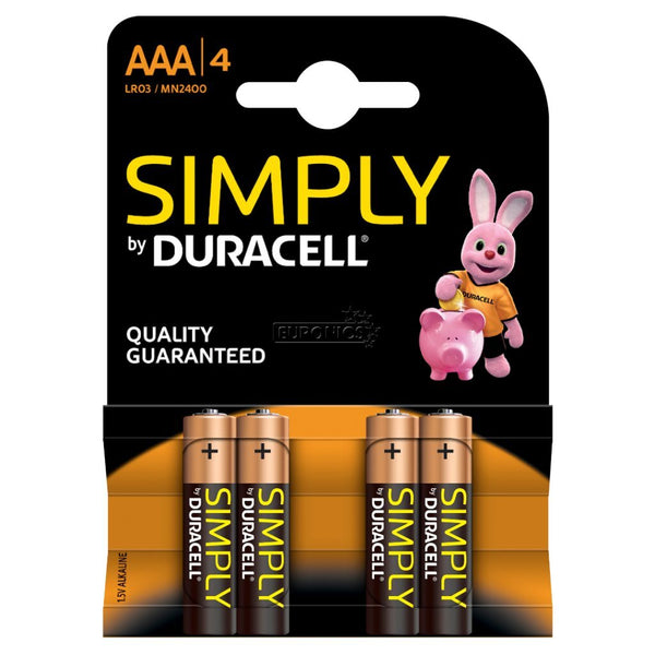 Duracell Simply AAA Alkaline Batterijen 4 Stuks