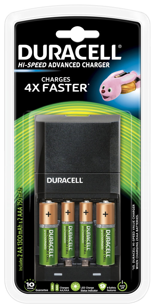 Duracell CEF27 Batterijlader + 2XAA & + 2XAAA