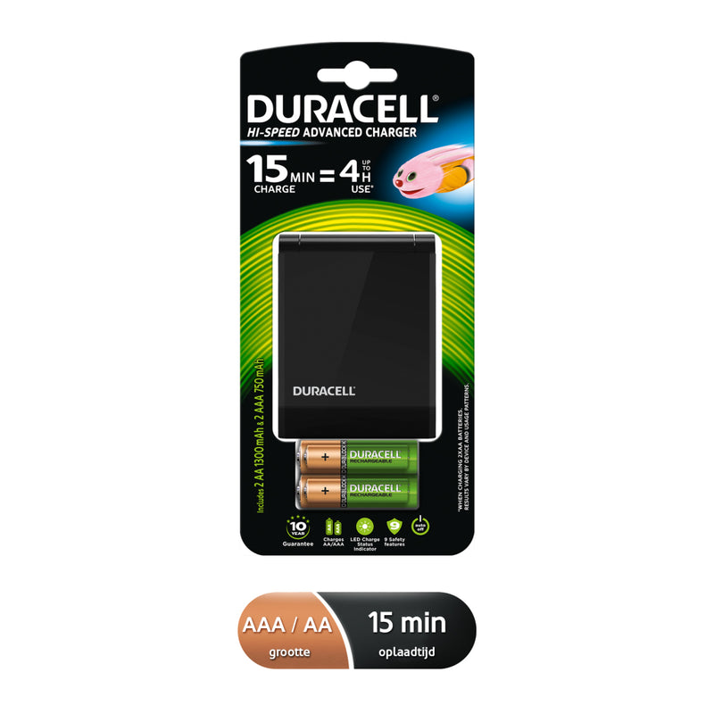 Duracell CEF27 Batterijlader + 2XAA & + 2XAAA