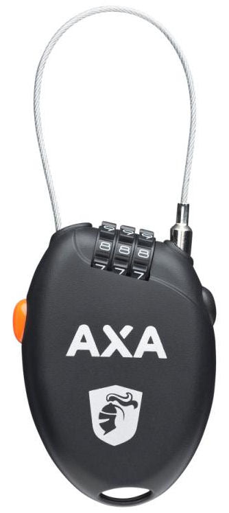 Kabelslot Axa Roll met oprolbare staalkabel 75 /1.6 mm met cijfercode - zwart