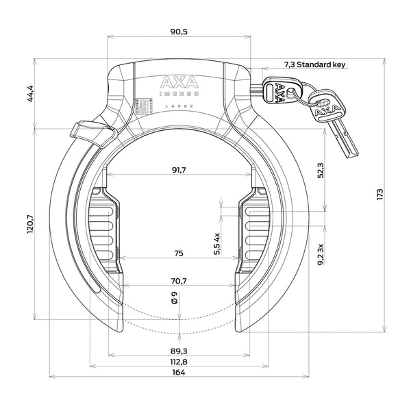 Ringslot Axa Imenso Large Retractable - zwart