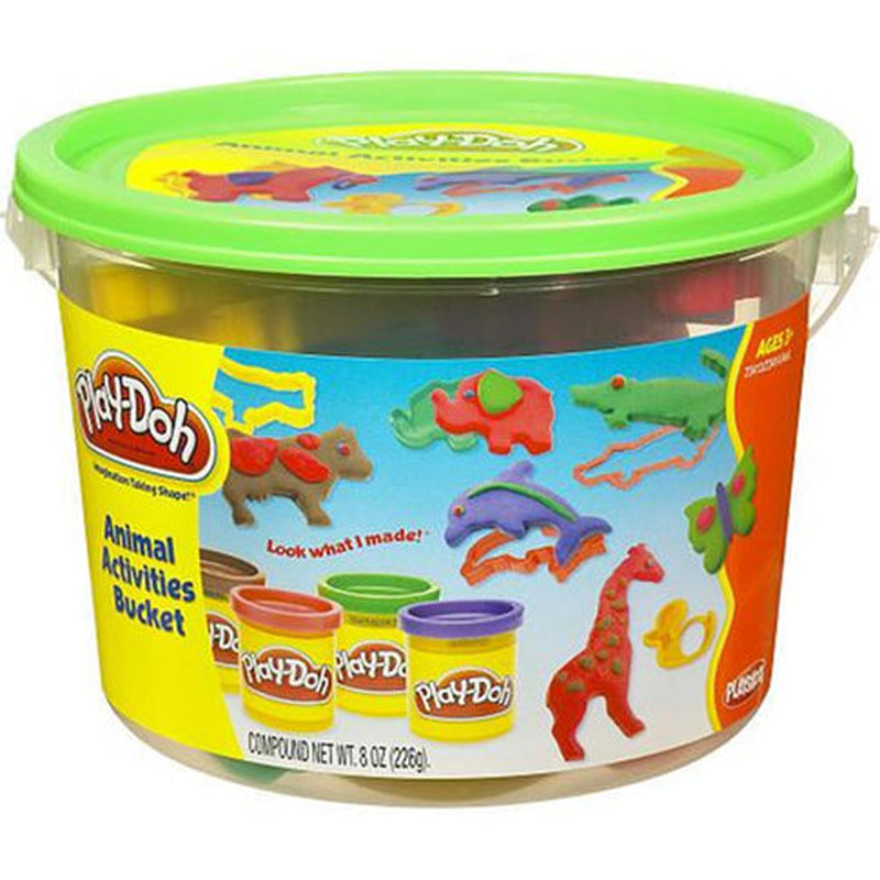 Play-Doh Emmer Dieren met 4 Potjes Klei en 9 Dierenvormpjes