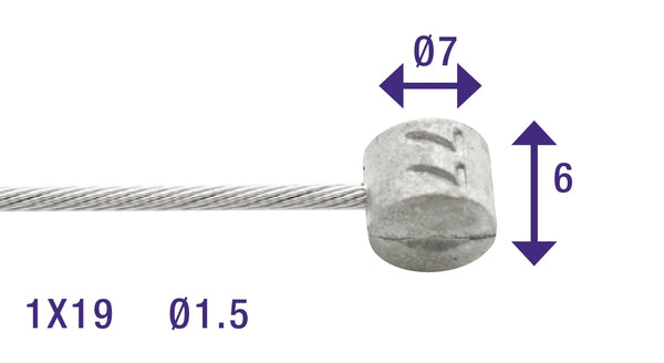 Rem binnenkabel Elvedes 2250mm RVS Slick ø1,5mm T-nippel (op kaart)